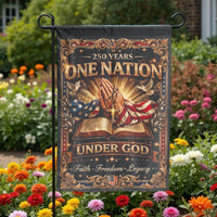 One Nation Under God Garden Flag | 250 Years Anniversary Design | Weatherproof Double Sided Banner | Christian Patriotic Home Decor Gift