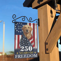 Patriotic Golden Retriever Garden Flag | 250 Years of Freedom Design | Durable Weather-Resistant Polyester | USA Garden Decor for Dog Lovers
