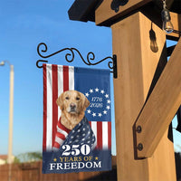 Patriotic Golden Retriever Garden Flag | 250 Years of Freedom Design | Weather-Resistant Double Sided | Commemorative Yard Decor for Dog Lovers