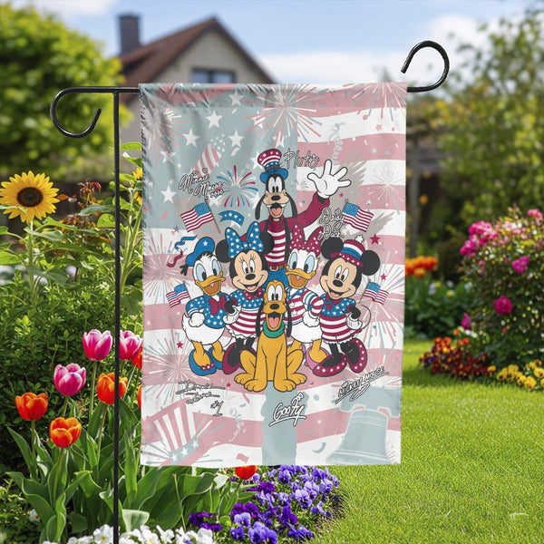 Patriotic Cartoon Garden Flag | 250 Years of Freedom Decor | Double-Sided Premium Polyester | 4th of July Outdoor Yard Gift