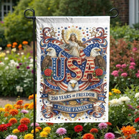 America 250 Years Garden Flag | Vintage USA Eagle & Liberty Design | Double Sided Weatherproof Polyester | Patriotic July 4th Outdoor Decor Gift