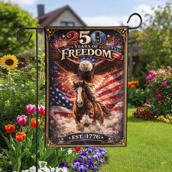 Patriotic Eagle Garden Flag | 250 Years of Freedom Design | Double Sided Premium Polyester | USA Independence Day Yard Decor Gift