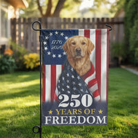 Patriotic Golden Retriever Garden Flag | 250 Years of Freedom Design | Durable Weather-Resistant Polyester | USA Garden Decor for Dog Lovers