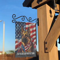 Patriotic German Shepherd Garden Flag | American Flag 250 Years of Protection | Double Sided Polyester | Premium Gift for Veterans & K9 Handlers
