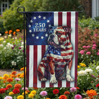 Patriotic Bulldog Garden Flag | 250 Years American Flag Design | Weather-Resistant Polyester | Outdoor Yard Decor Gift for Bulldog Lovers