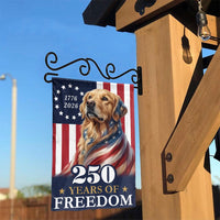 Patriotic Golden Retriever Garden Flag | 250 Years of Freedom 1776-2026 Design | Double-Sided Polyester | Commemorative Yard Decor for Dog Lovers