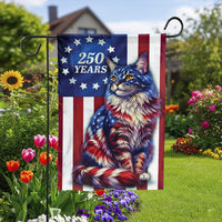 Patriotic Cat Garden Flag | 250 Years American Freedom Design | Weather-Resistant Polyester | 4th of July Yard Decor Gift for Cat Lovers