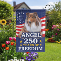 Patriotic Collie Garden Flag | 250 Years of Freedom American Flag Design | Weather Resistant Double Sided | Premium Yard Decor Gift for Dog Lover