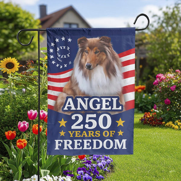 Patriotic Collie Garden Flag | 250 Years of Freedom American Flag Design | Weather Resistant Double Sided | Premium Yard Decor Gift for Dog Lover
