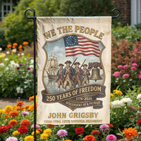Personalized Patriotic Garden Flag | American Revolution 250 Years Design | Double-Sided Weather-Resistant Fabric | Gift for History Buff
