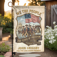 Personalized Patriotic Garden Flag | American Revolution 250 Years Design | Double-Sided Weather-Resistant Fabric | Gift for History Buff