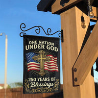 One Nation Under God Garden Flag | American Flag with Christian Cross | Double Sided Weather Resistant Fabric | 250 Years Patriotic Yard Decor Gift