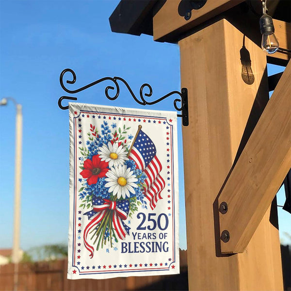 Patriotic Garden Flag | 250 Years of Blessing USA Anniversary | Double Sided Weather Resistant Yard Banner | Memorial Day & 4th of July Outdoor Decor Gift
