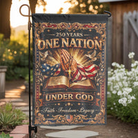 One Nation Under God Garden Flag | 250 Years Anniversary Design | Weatherproof Double Sided Banner | Christian Patriotic Home Decor Gift