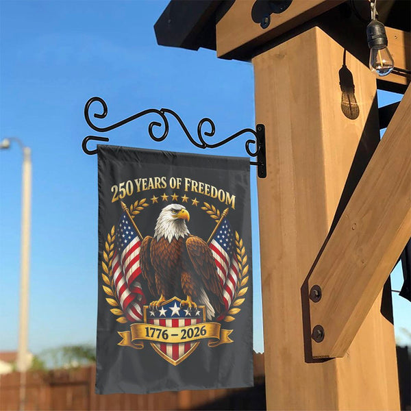 USA 250th Anniversary Garden Flag | 250 Years of Freedom Eagle Design | Double-Sided Weather Resistant Fabric | Patriotic Outdoor Decor Gift