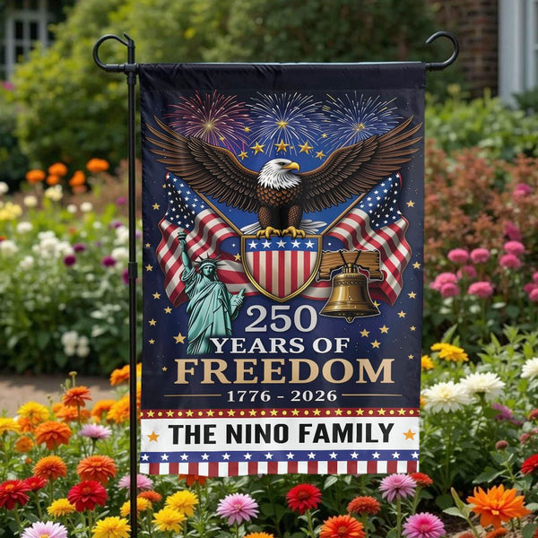 America 250th Anniversary Garden Flag | Personalized USA 250 Years of Freedom Design | Weather-Resistant Polyester | Commemorative 4th of July Yard Decor