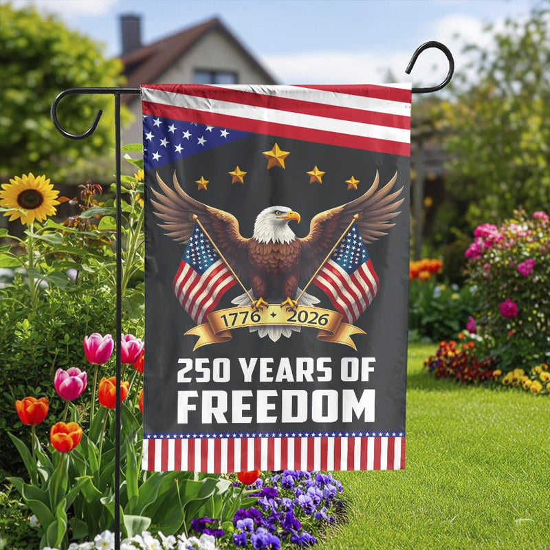 USA 250 Years of Freedom Garden Flag | 1776-2026 Commemorative Eagle Design | Double Sided Weather Resistant Fabric | Patriotic Home Decor Gift