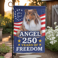 Patriotic Collie Garden Flag | 250 Years of Freedom American Flag Design | Weather Resistant Double Sided | Premium Yard Decor Gift for Dog Lover
