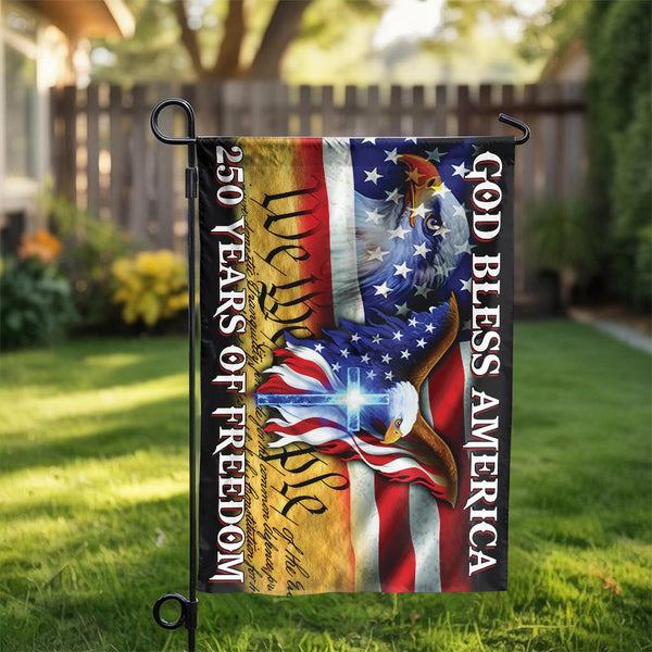 Patriotic Eagle Garden Flag | 250 Years of Freedom Design | Double Sided Polyester | God Bless America Yard Decor Gift