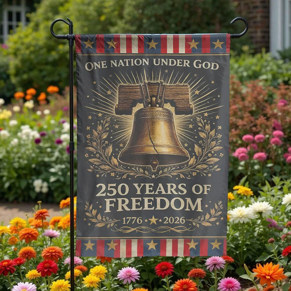 Patriotic Liberty Bell Garden Flag | 250 Years of Freedom 1776-2026 | Double Sided Weather Resistant Polyester | Commemorative USA Yard Decor