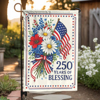 Patriotic Garden Flag | 250 Years of Blessing USA Anniversary | Double Sided Weather Resistant Yard Banner | Memorial Day & 4th of July Outdoor Decor Gift