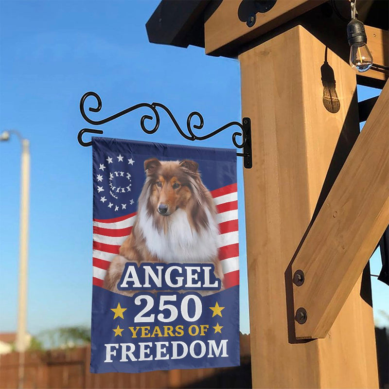 Patriotic Collie Garden Flag | 250 Years of Freedom American Flag Design | Weather Resistant Double Sided | Premium Yard Decor Gift for Dog Lover