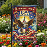 Personalized Patriotic Garden Flag | 250 Years of Freedom American Eagle | Double Sided Weather Resistant Fabric | Custom Family Name Yard Decor Gift