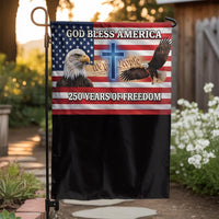 Patriotic American Garden Flag | God Bless America with Eagle & Cross | Double-Sided Premium Polyester | 250 Years of Freedom Collector's Yard Decor