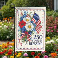 Patriotic Garden Flag | 250 Years of Blessing USA Anniversary | Double Sided Weather Resistant Yard Banner | Memorial Day & 4th of July Outdoor Decor Gift