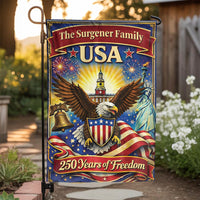 Personalized Patriotic Garden Flag | 250 Years of Freedom American Eagle | Double Sided Weather Resistant Fabric | Custom Family Name Yard Decor Gift