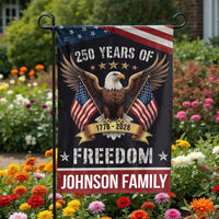 Patriotic Eagle Garden Flag | Personalized 250 Years of Freedom | Weather-Resistant Yard Decor | Custom Family Name Gift