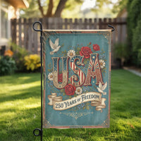 USA 250 Years of Freedom Garden Flag | Vintage Floral Patriotic Art | Double Sided Weather Resistant Banner | Commemorative 2026 Yard Decor Gift