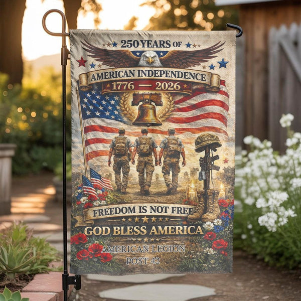 Patriotic Garden Flag | 250 Years of American Independence Design | Weather-Resistant Double-Sided Fabric | Veterans Memorial Gift & Yard Decor