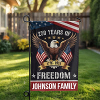 Patriotic Eagle Garden Flag | Personalized 250 Years of Freedom | Weather-Resistant Yard Decor | Custom Family Name Gift