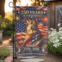 German Shepherd Garden Flag | Patriotic 250 Years Independence Design | Weather-Resistant Polyester | Custom USA 1776-2026 Memorial Gift