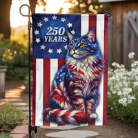 Patriotic Cat Garden Flag | 250 Years American Freedom Design | Weather-Resistant Polyester | 4th of July Yard Decor Gift for Cat Lovers