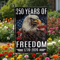 Patriotic Eagle Garden Flag | 250 Years of Freedom 1776-2026 Design | Double Sided Weather Resistant Fabric | Commemorative USA Yard Decor Gift