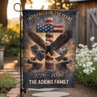 Patriotic Christian Garden Flag | Faith Freedom 250 Years American Flag Cross | Weather-Resistant Polyester | USA Commemorative Yard Decor Gift
