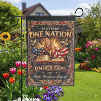One Nation Under God Garden Flag | 250 Years Anniversary Design | Weatherproof Double Sided Banner | Christian Patriotic Home Decor Gift