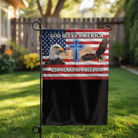 Patriotic American Garden Flag | God Bless America with Eagle & Cross | Double-Sided Premium Polyester | 250 Years of Freedom Collector's Yard Decor