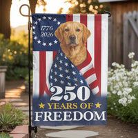 Patriotic Labrador Garden Flag | 250 Years of Freedom Dog Decor | Double-Sided Premium Polyester | July 4th Yard Gift for Dog Lover