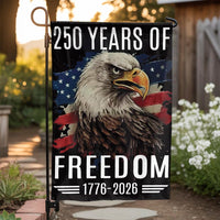 Patriotic Eagle Garden Flag | 250 Years of Freedom 1776-2026 Design | Double Sided Weather Resistant Fabric | Commemorative USA Yard Decor Gift