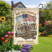 Personalized Patriotic Garden Flag | American Revolution 250 Years Design | Double-Sided Weather-Resistant Fabric | Gift for History Buff