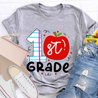 Personalized Grade 1st Grade Red Apple Teacher T-Shirt