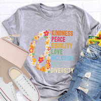 Kindness Peace And Love Flower Peace Sign T-Shirt