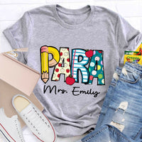 Personalized Para Teacher Name Apple Teacher T-Shirt
