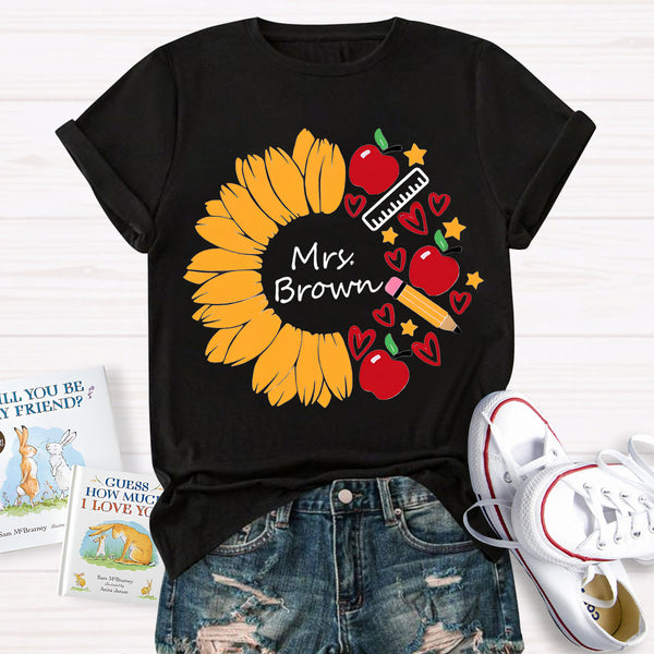 Personalized Name Sunflower Teacher Life T-Shirt