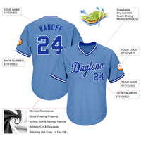 Custom Light Blue Royal-White Authentic Throwback Rib-Knit Baseball Jersey Shirt