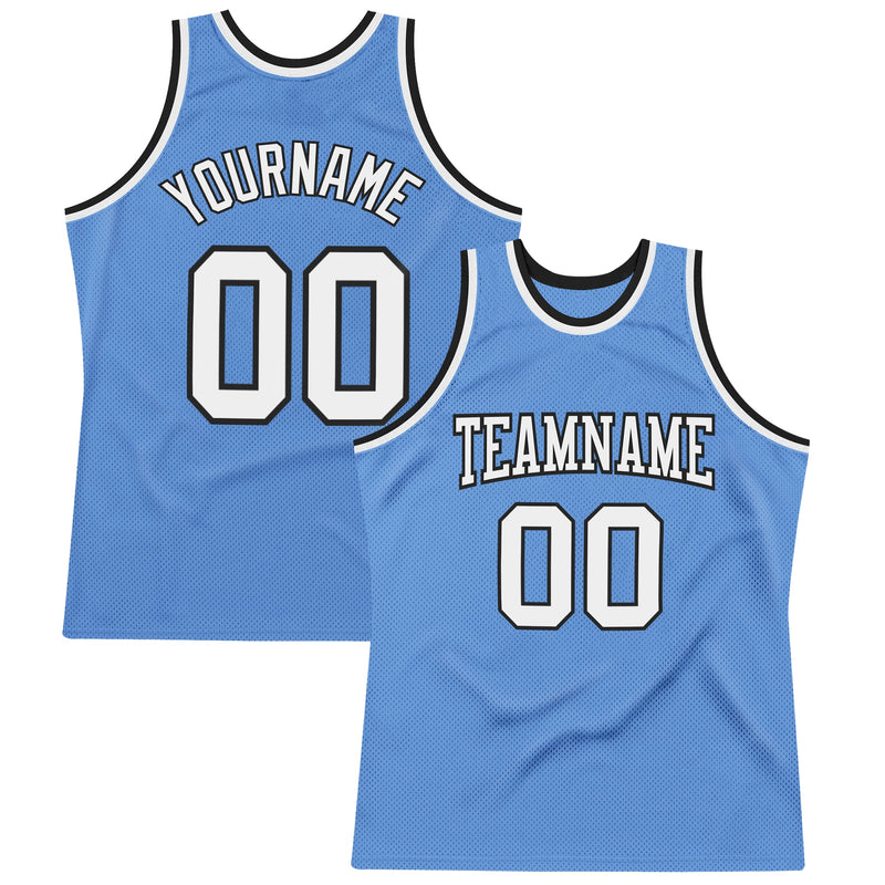 Custom Basketball Jersey - Light Blue White-Black Authentic Throwback