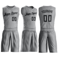 Custom Gray Black Round Neck Basketball Uniform Jersey